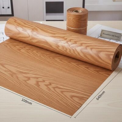 Width 100mm to 640mm Natural Red Oak Crown Cut Veneer Natural Oak Wood Ideal for Architectural Panels Furniture and Interior Design Applications