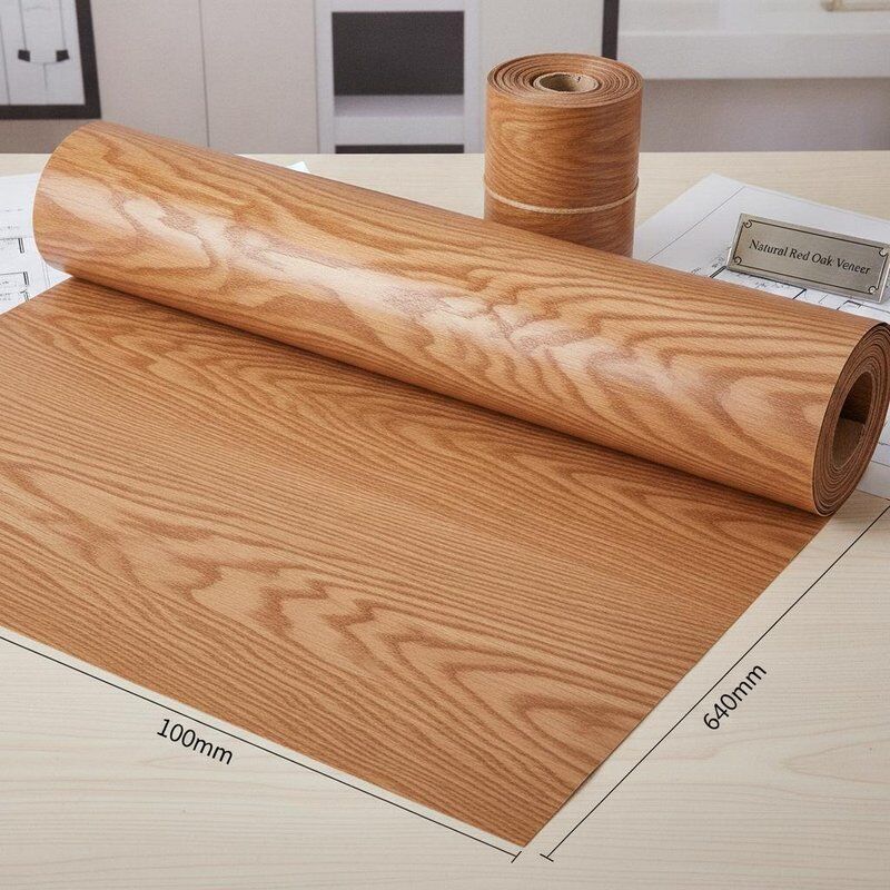 Width 100mm to 640mm Natural Red Oak Crown Cut Veneer Natural Oak Wood Ideal for Architectural Panels Furniture and Interior Design Applications
