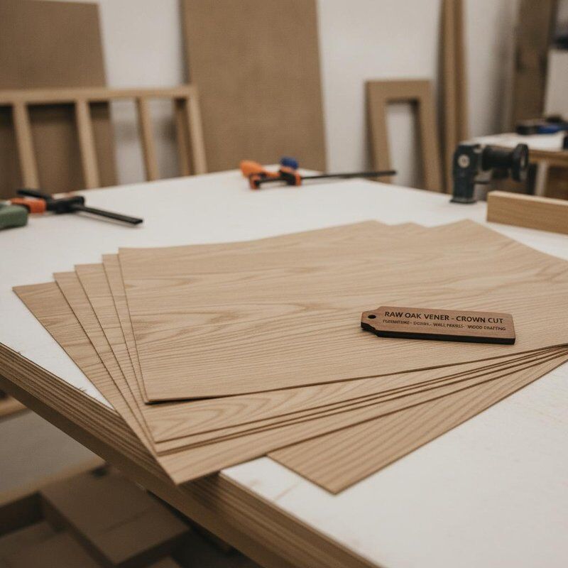 Raw Oak Veneer Sheets Crown Cut Sheetwidth Up To 1220mm Ideal Material For Furniture Doors Wall Panels And Wood Crafting